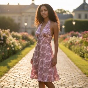 Ann Taylor Loft 100% Silk Paisley‎ Halter Midi Dress 6